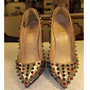 Christian Louboutin Pigalles Follies 100 multicolored spiked pumps Euro size 39!